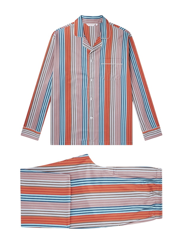 Photo: Derek Rose - Wellington 61 Striped Cotton Pyjama Set - Pink