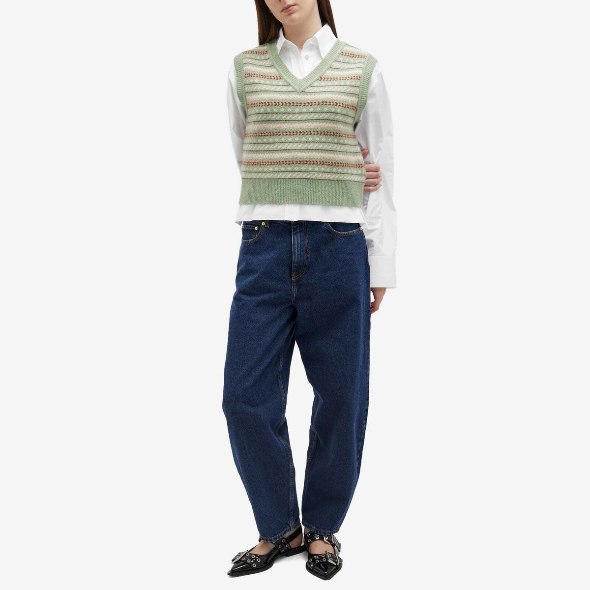 GANNI Women's Stary Rigid Denim Jeans in Dark Blue Stone GANNI