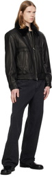 MMIC Black Calder Leather Bomber Jacket