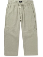 Stone Island Shadow Project - Cropped Straight-Leg Logo-Appliquéd Linen-Blend Canvas Trousers - Neutrals