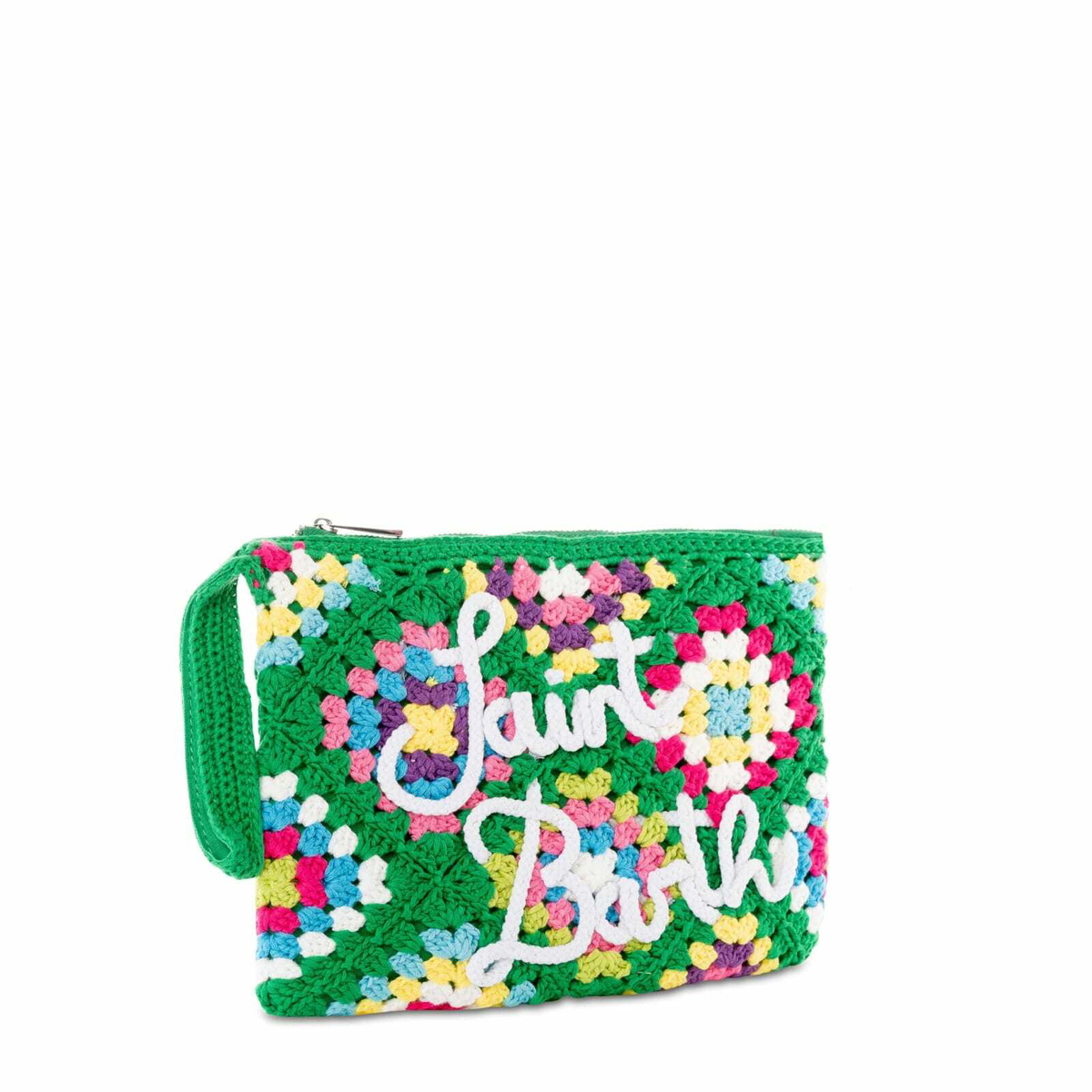 MC2 Saint Barth Parisienne Green Crochet Pouch Bag With Saint Barth