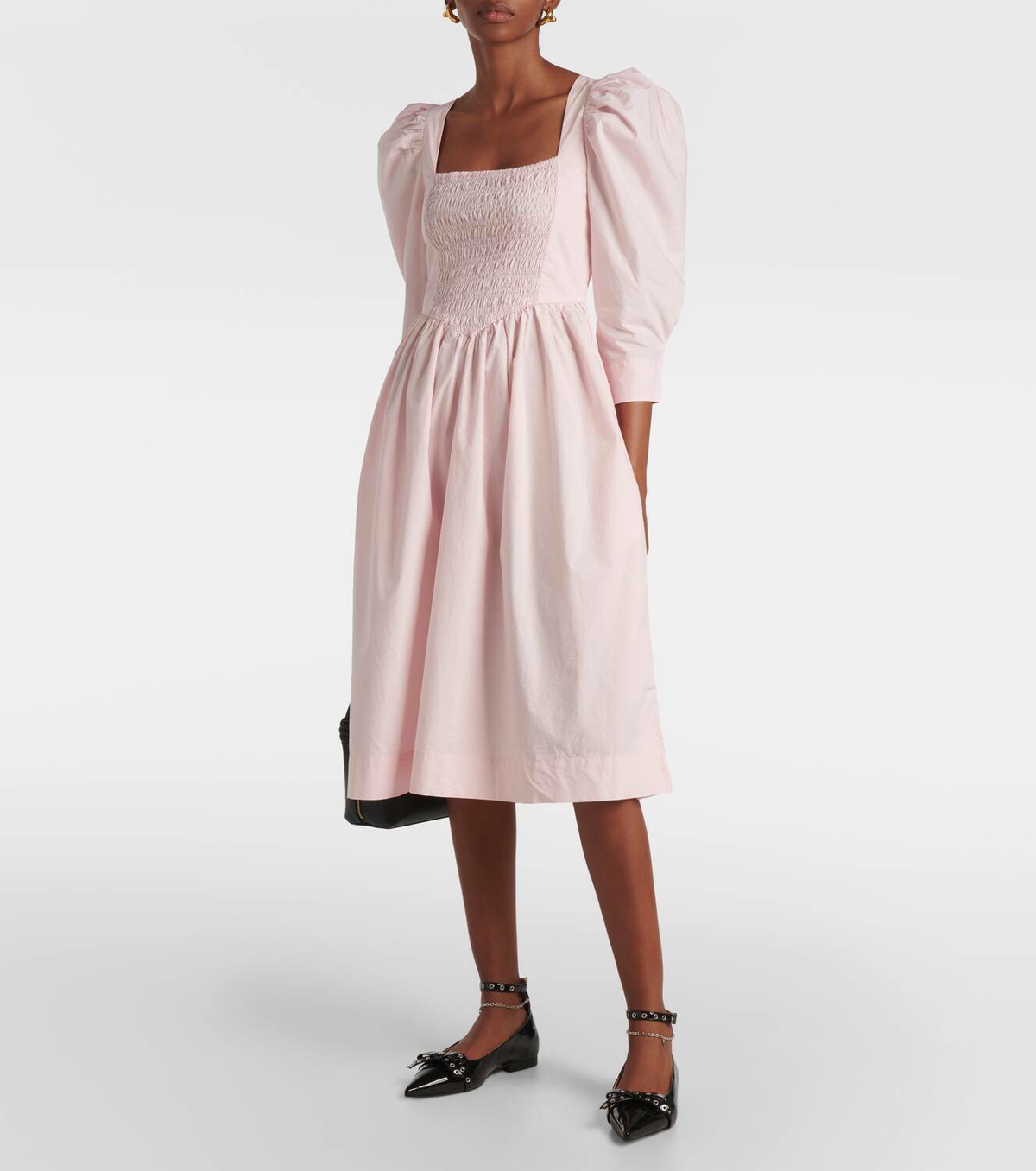 white christmas dresses Cotton Poplin Open Back Midi Dress main image 0