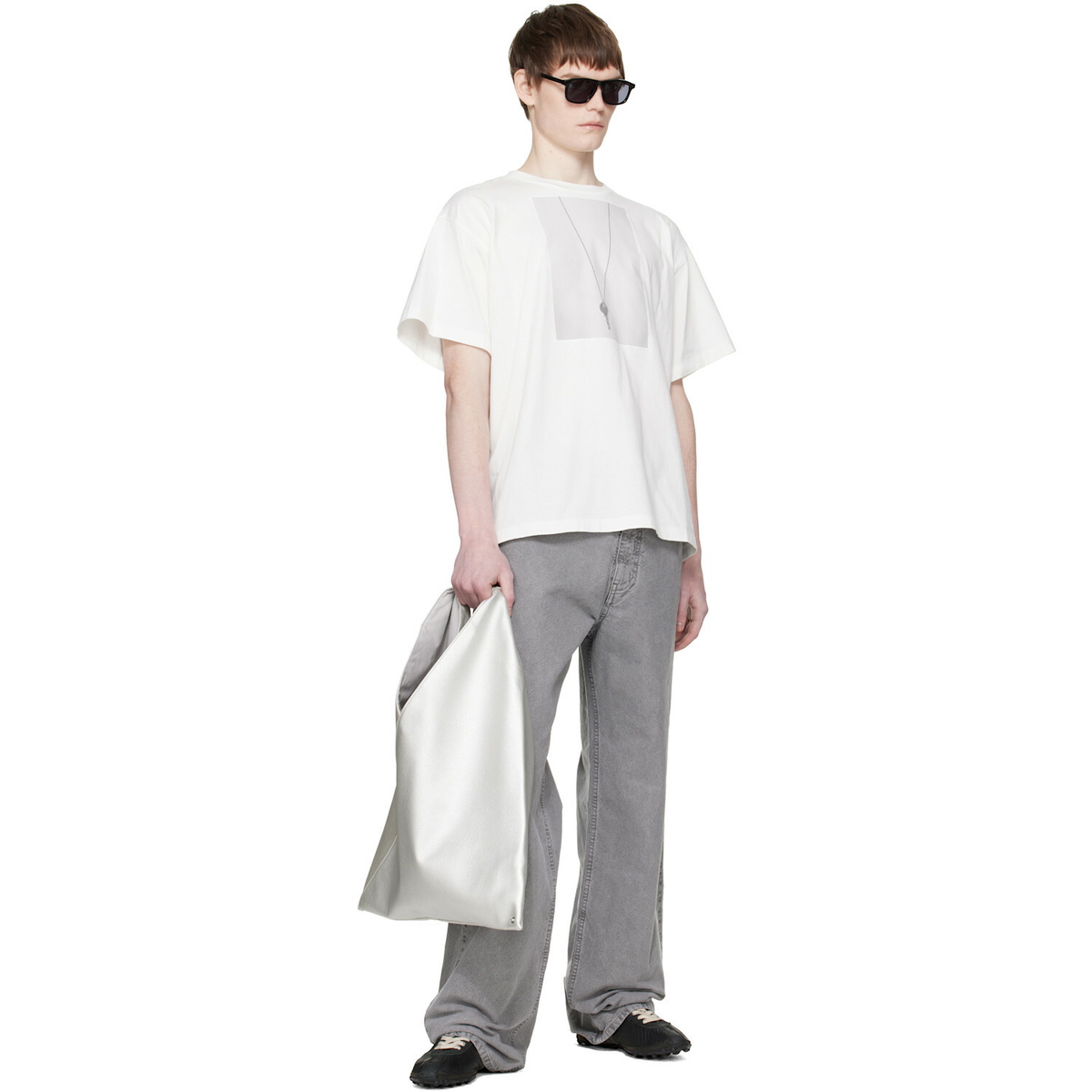 MM6 Maison Margiela Silver Classic Faux-Leather Tote