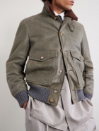 Brunello Cucinelli - Shearling Bomber Jacket - Green