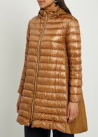Herno Panelled Padded Hooded Shell Jacket Camel