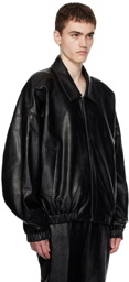 Situationist Black YASPIS Edition Faux-Leather Bomber Jacket