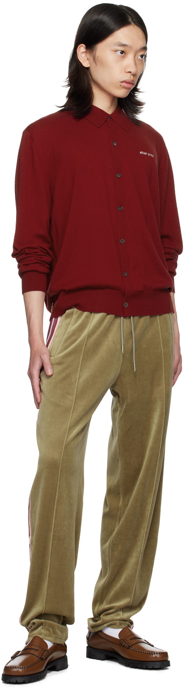 AFTER PRAY Burgundy Wool Cardigan