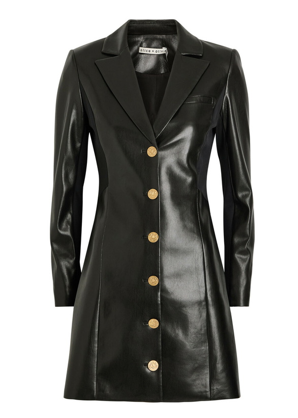 Photo: Alice + Olivia Michelle Faux Leather Mini Blazer Dress Black