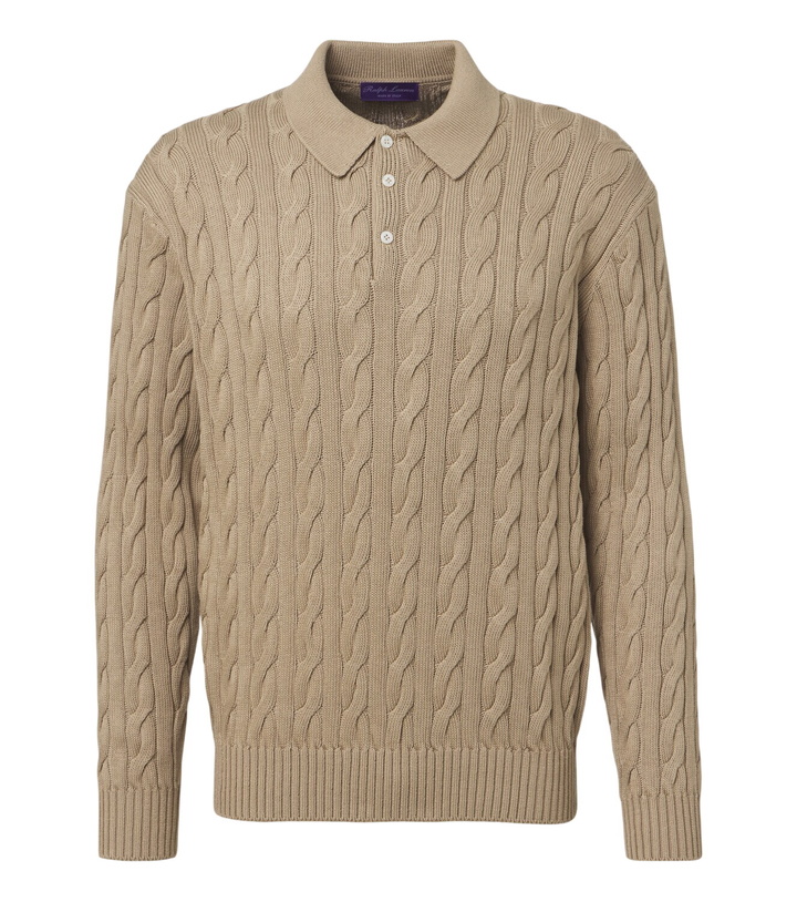 Photo: Ralph Lauren Purple Label Cable-knit cotton and silk polo sweater