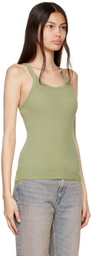 Re/Done Khaki Hanes Edition Ribbed Tank Top