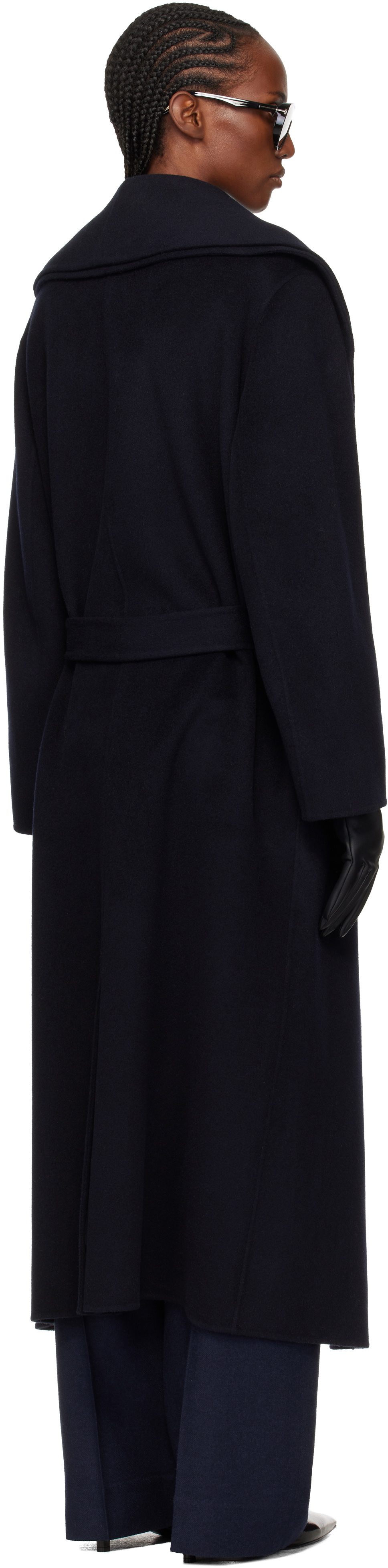 Róhe Navy Signature Double-Faced Scarf Coat