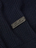 Loro Piana - Logo-Appliquéd Ribbed Virgin Wool Sweater - Blue