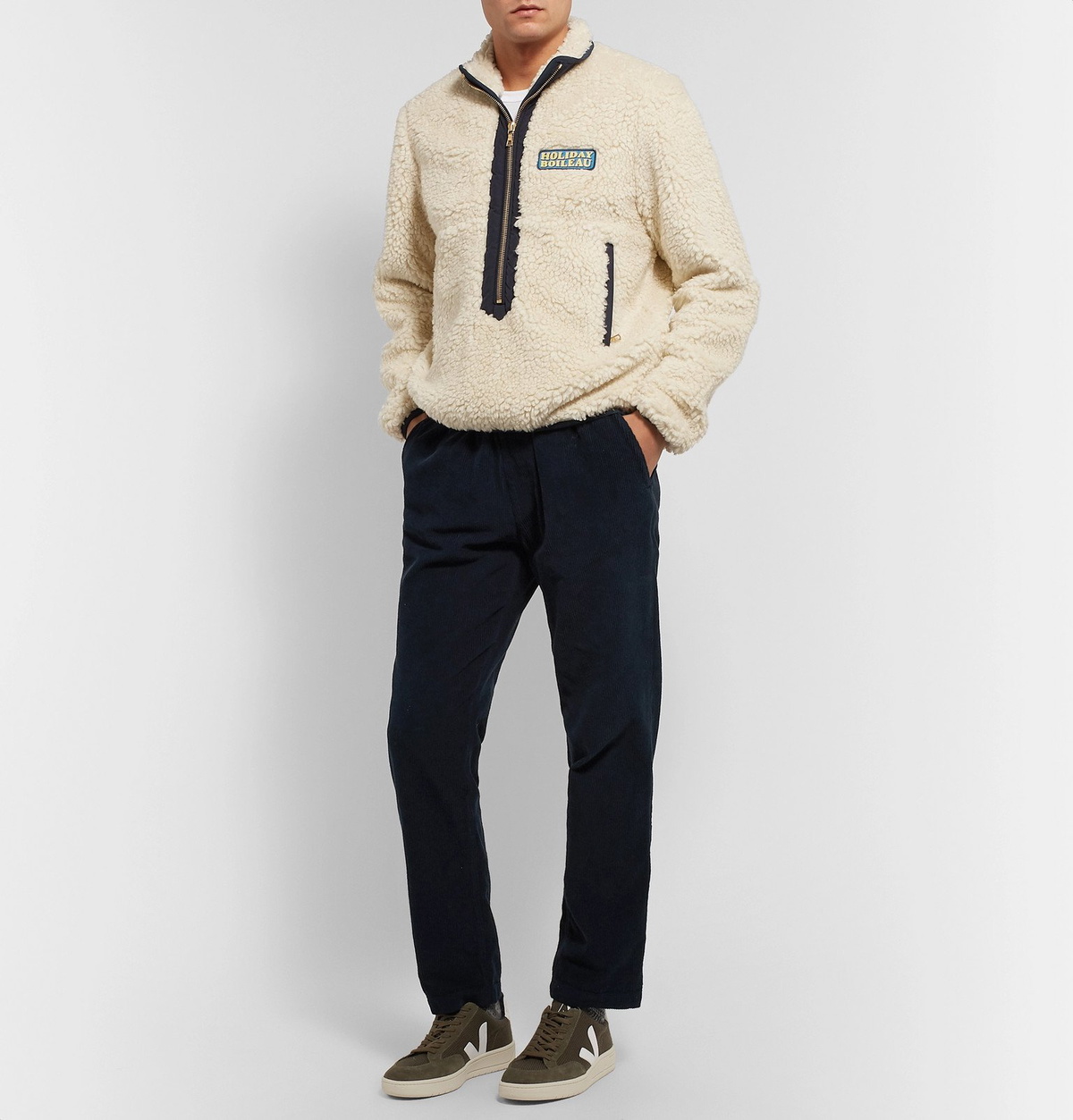 Holiday Boileau - Yvon Logo-Appliquéd Shell-Trimmed Fleece Half-Zip Jacket - Neutrals