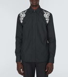 Alexander McQueen Embroidered pinstripe cotton-blend shirt