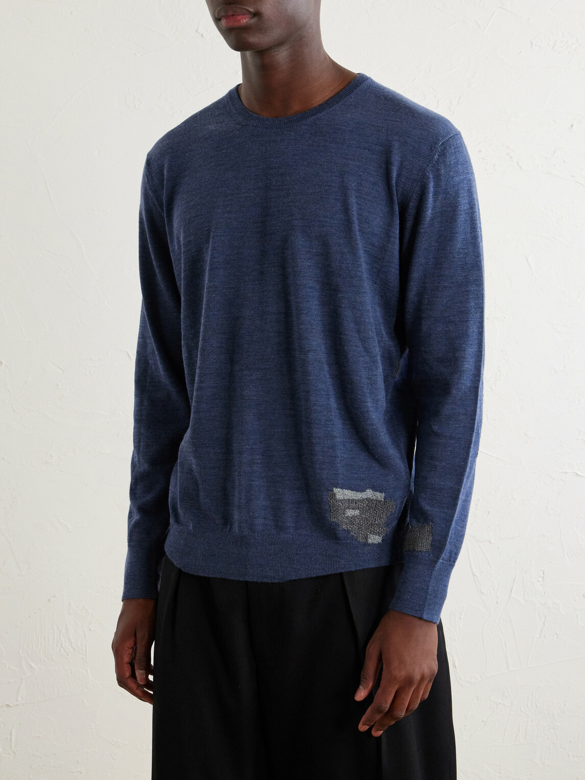 Maison Margiela - Wool-Blend Mended Sweater - Blue