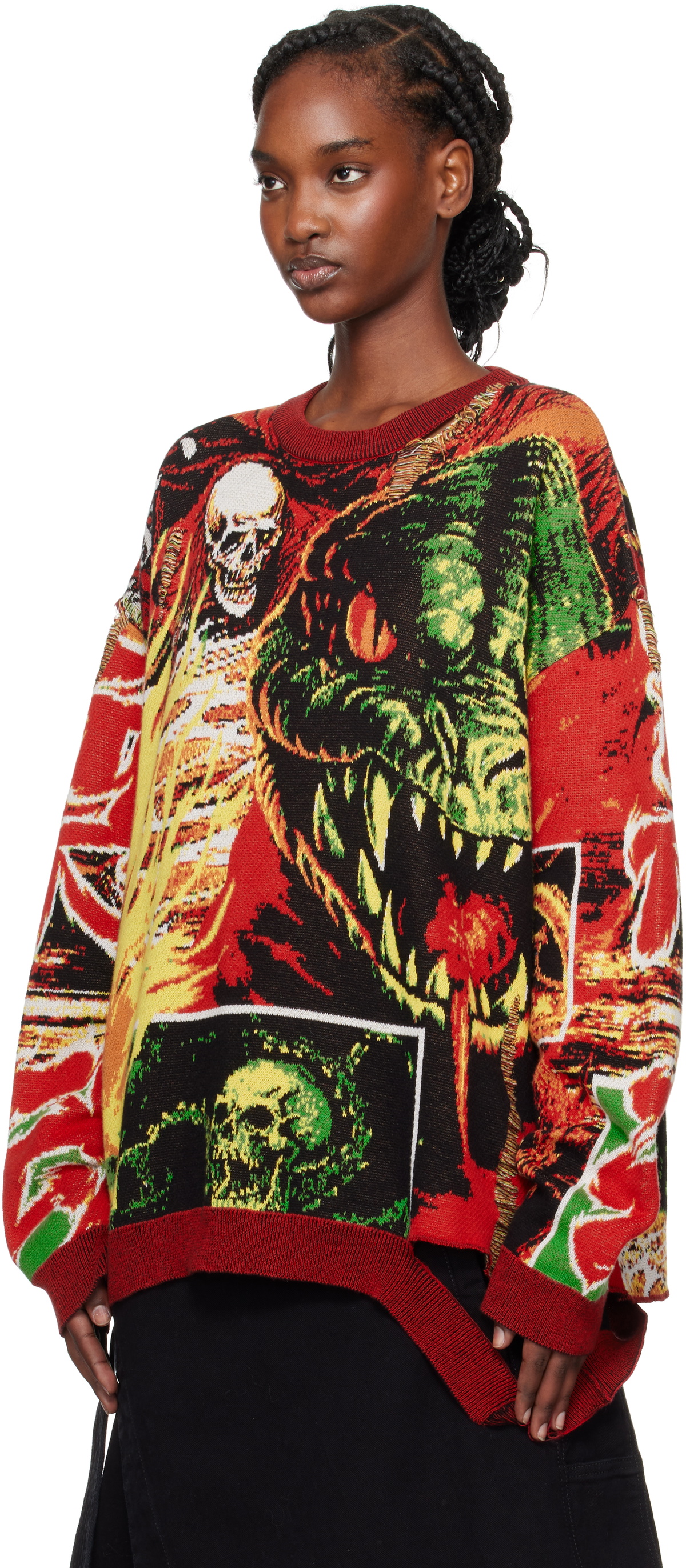 LU'U DAN Multicolor Misfit Jacquard Sweater LU'U DAN LU'U DAN Multicolor Misfit Jacquard Sweater LU'U DAN