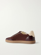 Brunello Cucinelli - Coda di Rondine Leather-Trimmed Waxed-Suede Sneakers - Burgundy