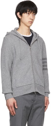 Thom Browne Grey Overwashed Cashmere 4-Bar Zip-Up Hoodie