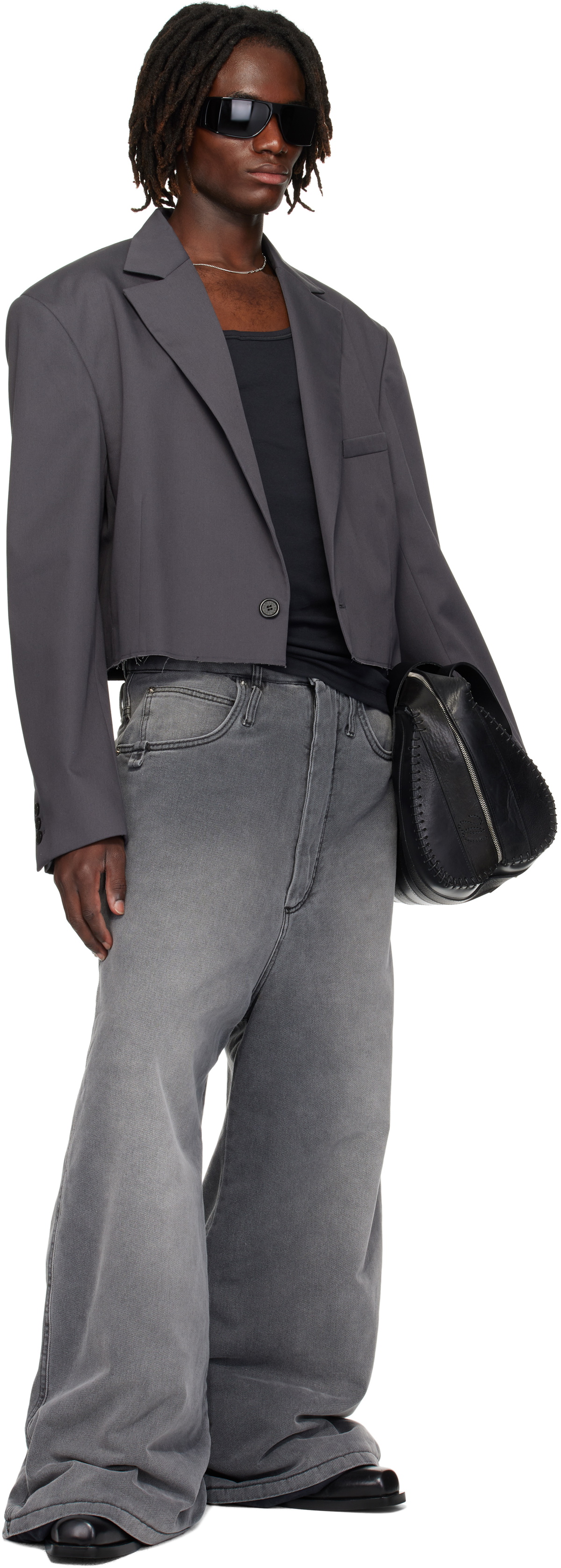 LU'U DAN Gray Slashed Blazer