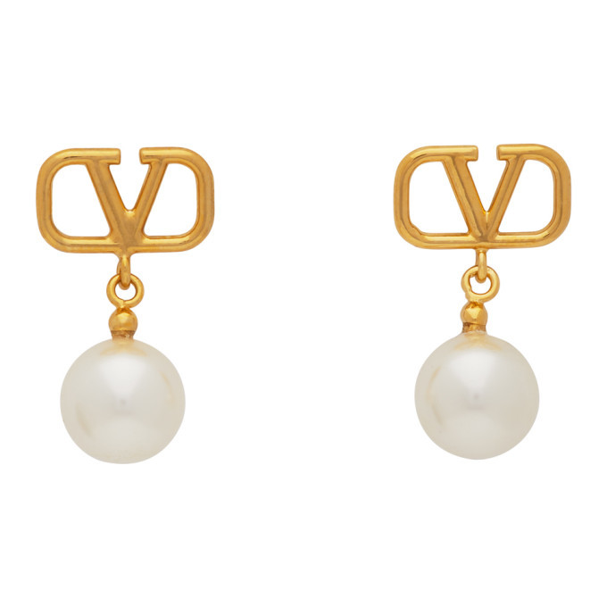 【関税&送料込み】Valentino Garavani Golden Pearl Earrings Valentino Gold Valentino Garavani Pearl Earrings Valentino