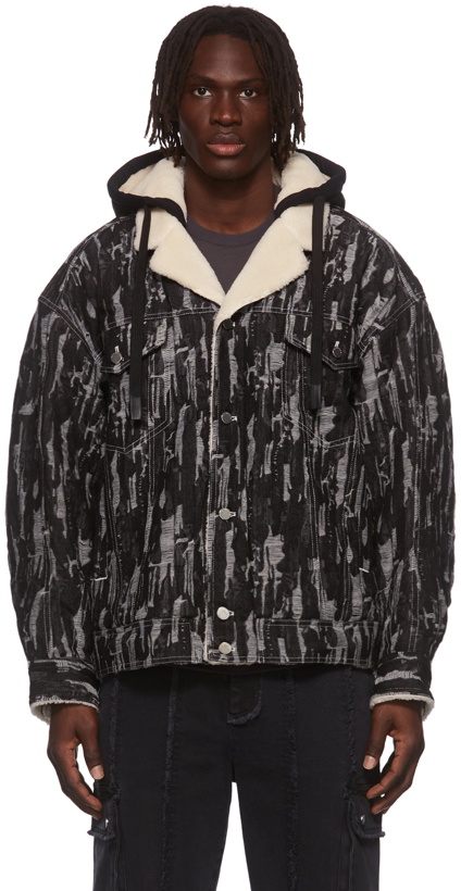 Photo: Chen Peng Black & Grey Pattern Denim Jacket