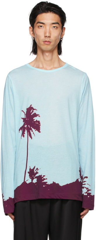 Photo: Dries Van Noten Blue & Purple Len Lye Edition Trade Tattoo Long Sleeve T-Shirt