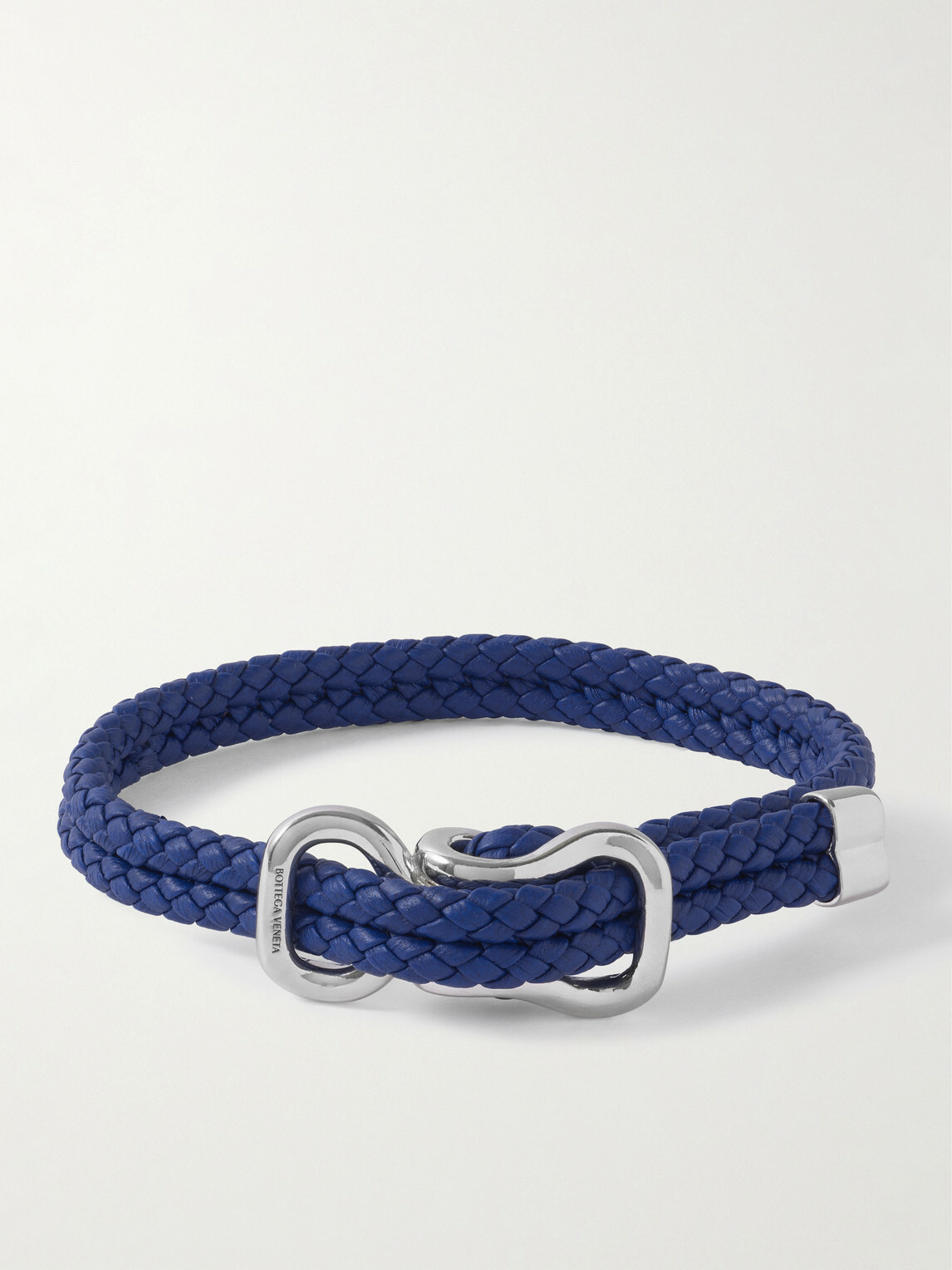 Bottega Veneta - Braided Leather and Sterling Silver Bracelet - Blue