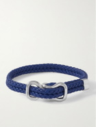 Bottega Veneta - Braided Leather and Sterling Silver Bracelet - Blue