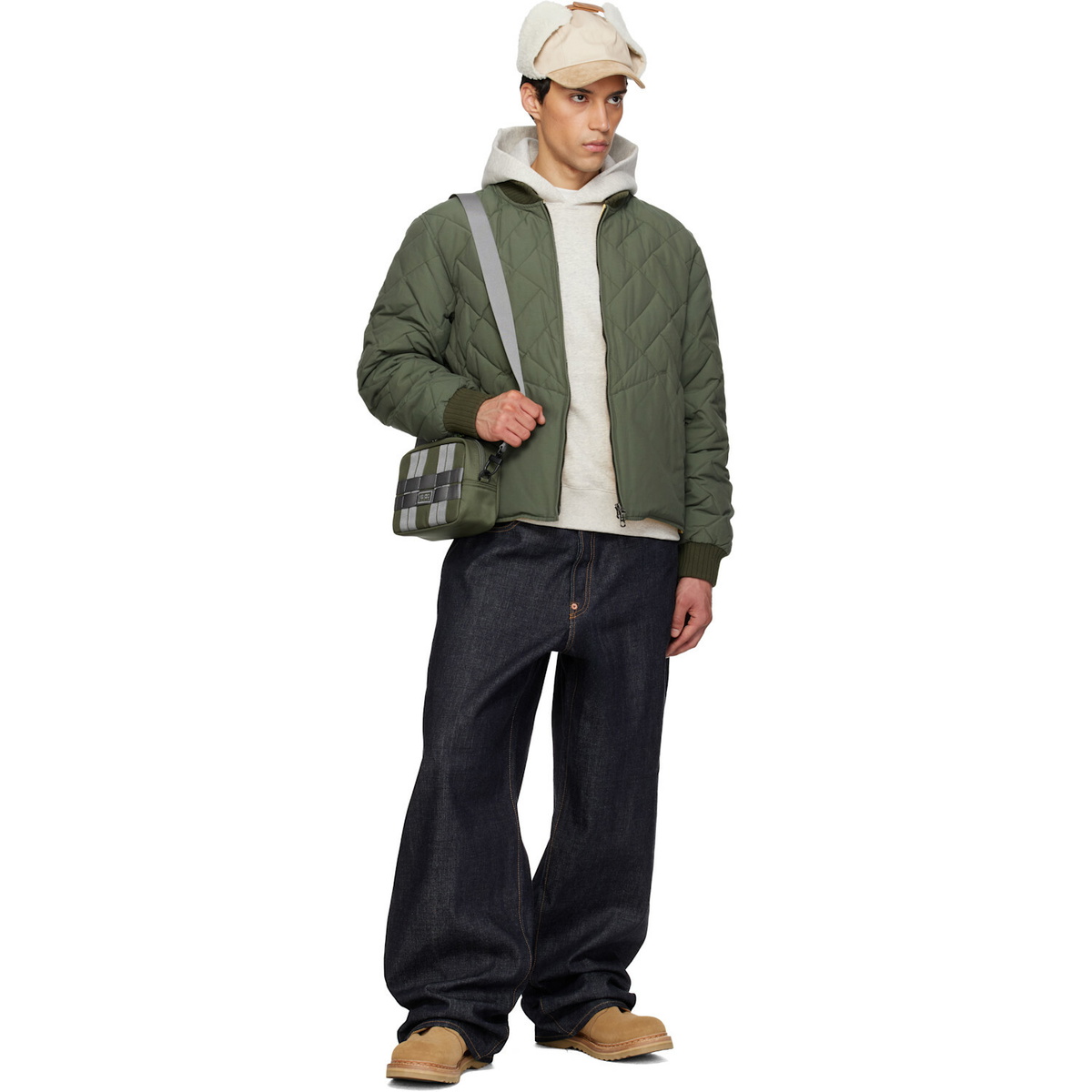 Kenzo Khaki Kenzo Paris 'KENZO Weave' Quilted Down Bomber Jacket