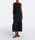Asceno Polka-dot tiered silk midi dress