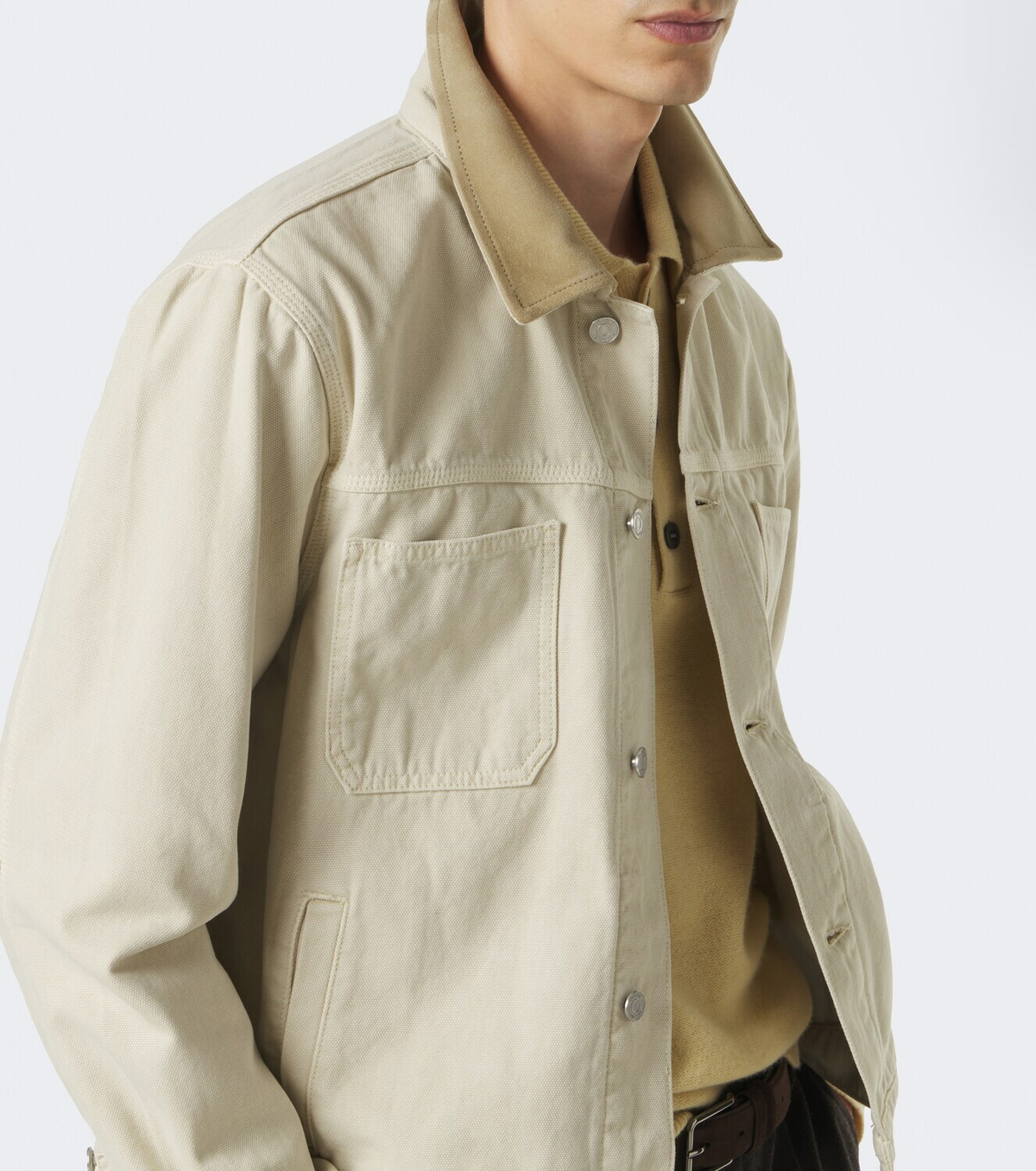 Frame Suede-trimmed cotton field jacket