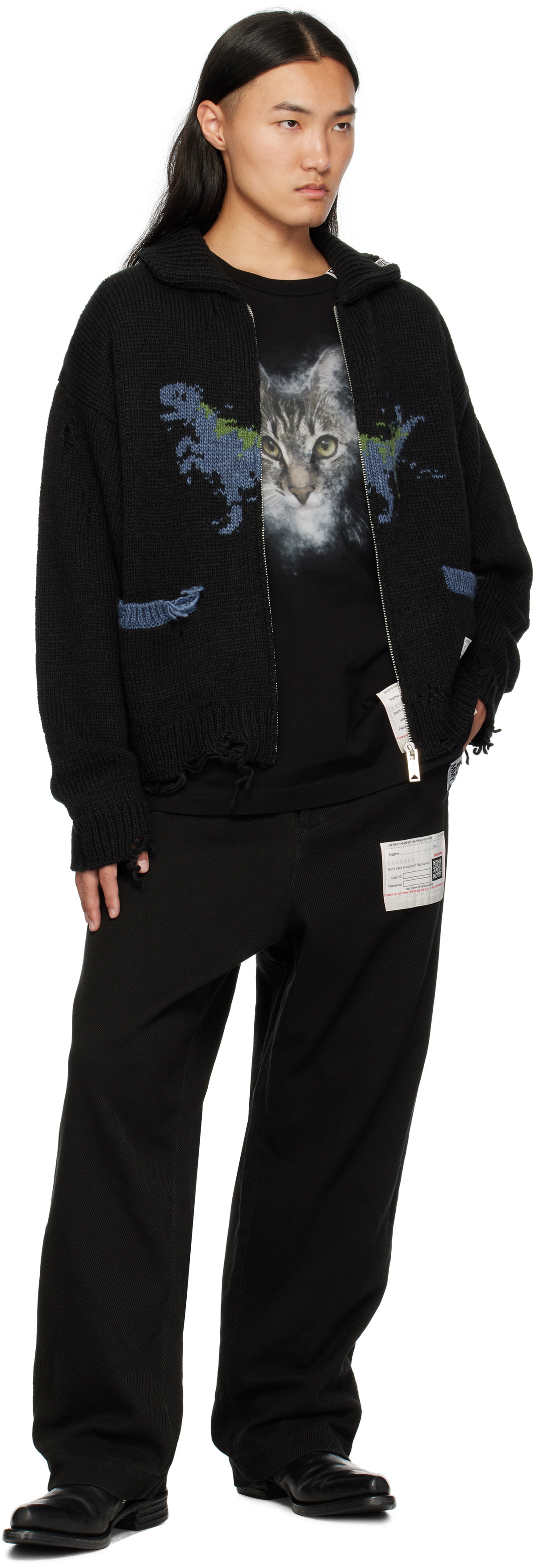 【MIHARA YASUHIRO】Tinsel Knit Cardigan MIHARA YASUHIRO - BLEACHED KNIT CARDIGAN