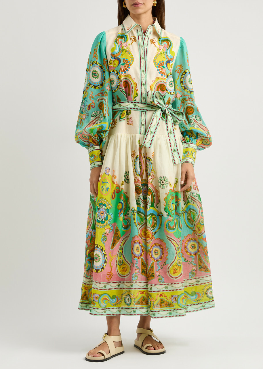Alemais Pinball Printed Ramie Shirt Dress Multicoloured ALMAIS