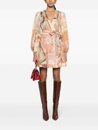 ZIMMERMANN - Floral Print Linen Wrap Mini Dress