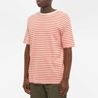 Folk Men's Classic Stripe T-Shirt in Tropical Pink/Ecru