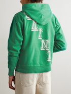 SAINT Mxxxxxx - Logo-Print Distressed Cotton-Jersey Hoodie - Green