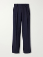 Mr P. - Wide-Leg Pleated Wool Suit Trousers - Blue