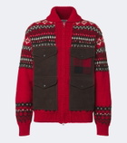 Junya Watanabe Suede-trimmed wool zip-up cardigan