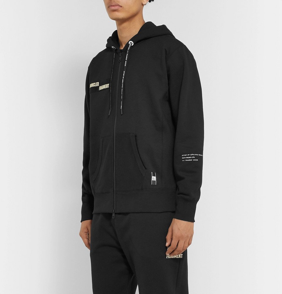 Moncler Genius - 7 Moncler Fragment Appliquéd Printed Loopback  Cotton-Jersey Zip-Up Hoodie - Black