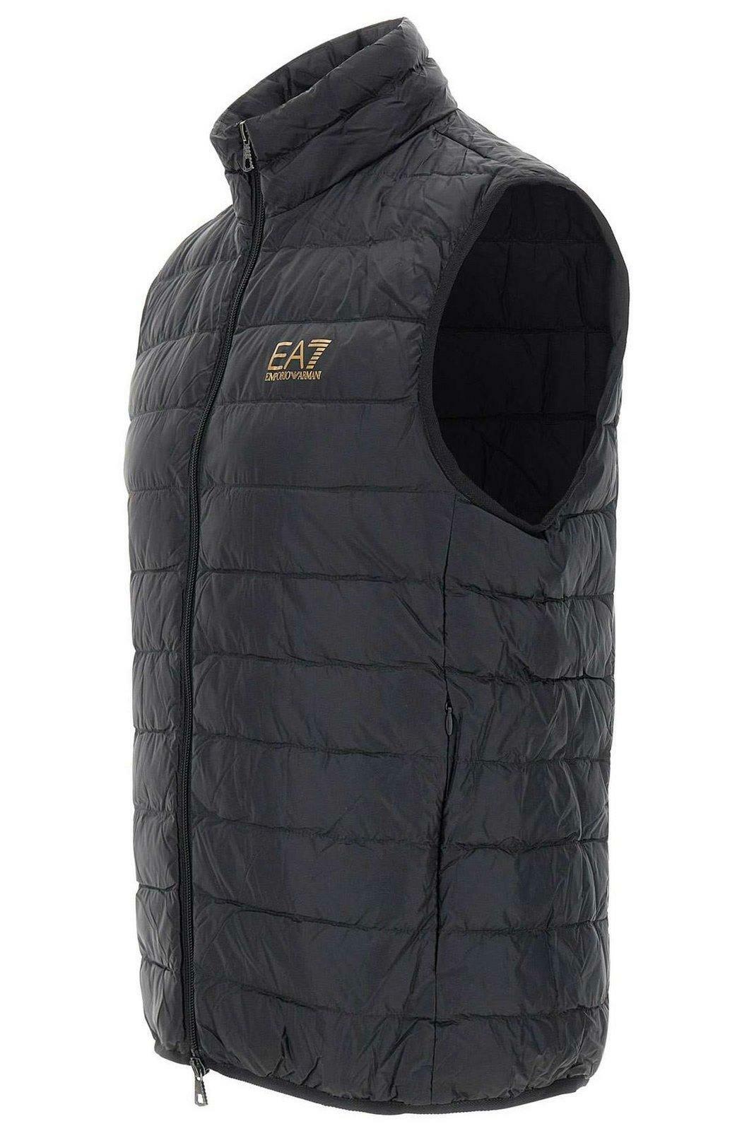 EA7 Logo Printed Quilted Padded Gilet