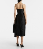 Shushu/Tong Bow-detail wool-blend satin midi dress