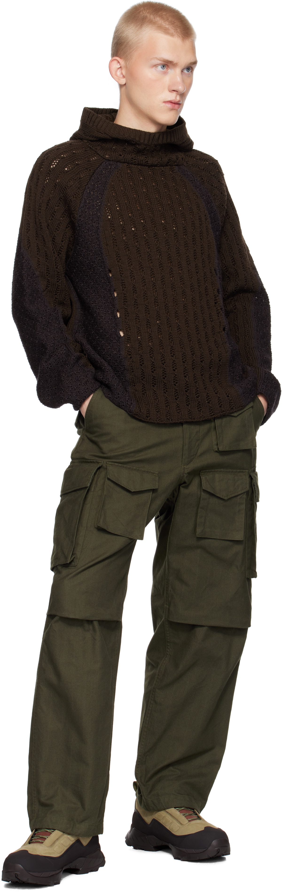 【関税込み】ROA ブラウン Flower Stitch フーディ Brown Flower Stitch Hoodie by ROA on Sale