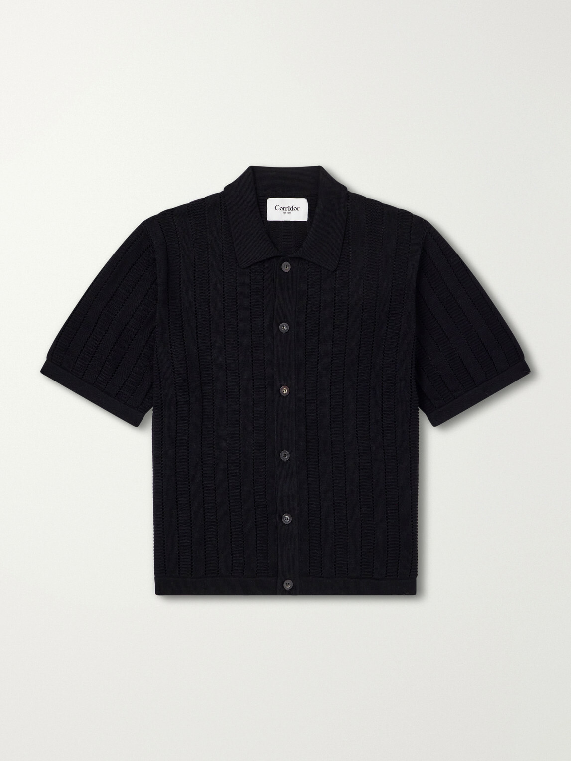 Corridor - Pointelle-Knit Cotton Shirt - Black