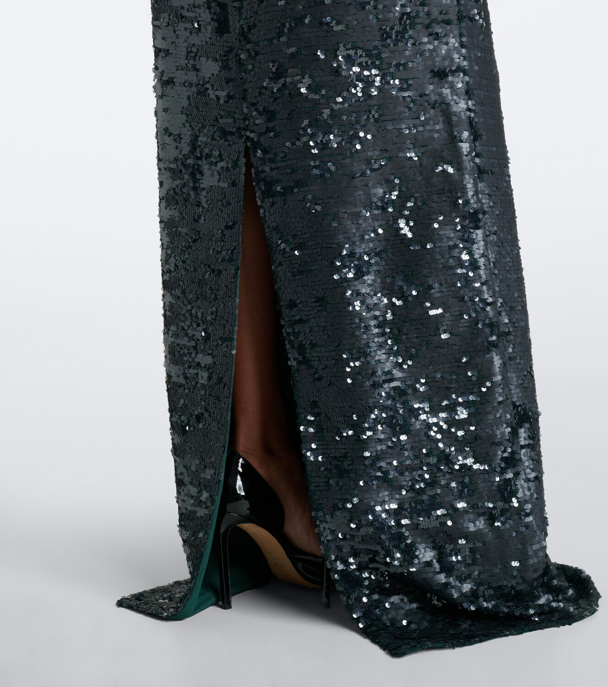 Erdem Draped floral-appliqué sequined gown