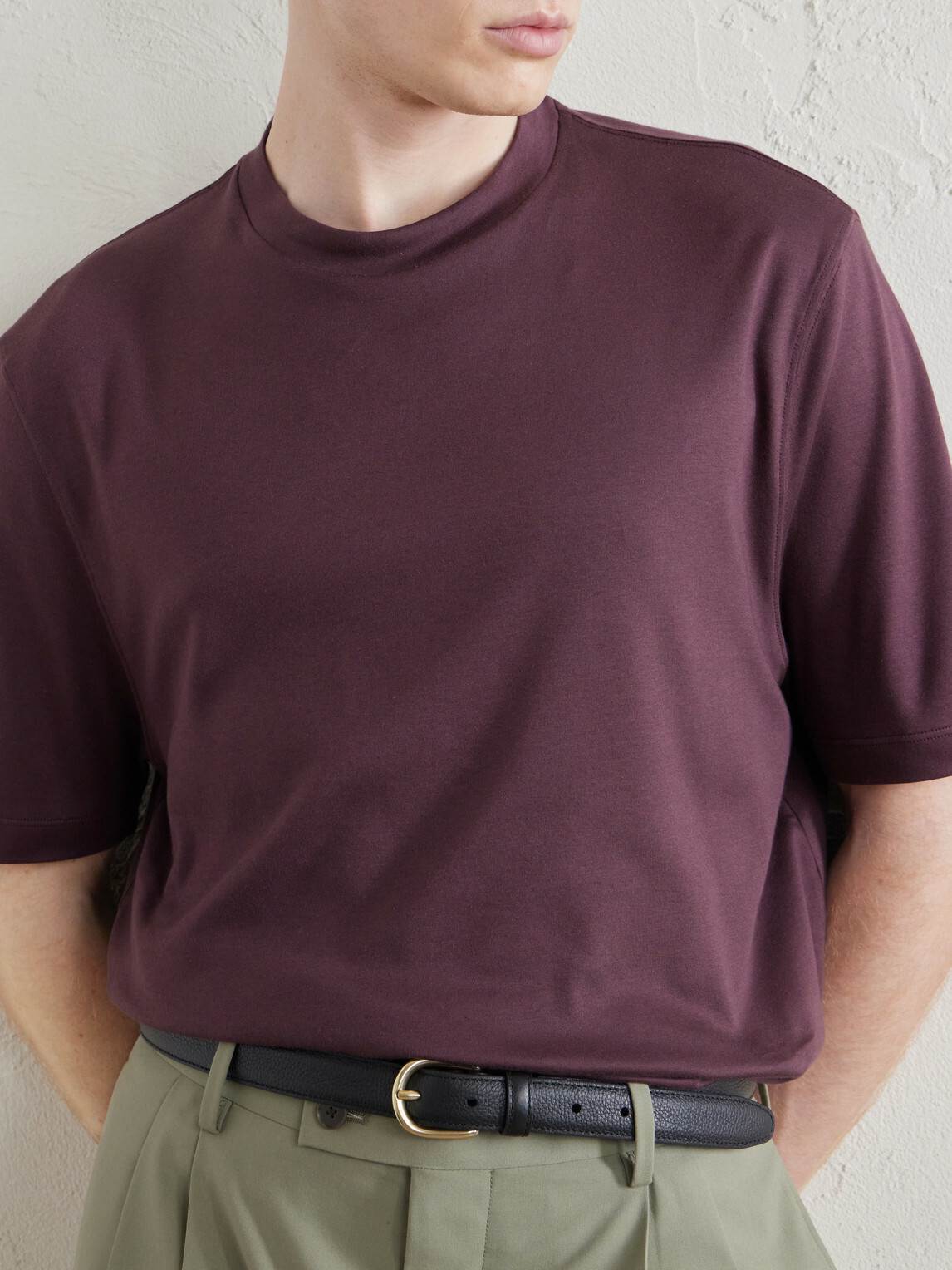 Canali - Cotton-Jersey T-Shirt - Burgundy