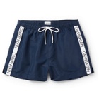 Calvin Klein Underwear - Short-Length Logo Jacquard-Trimmed Swim Shorts - Blue