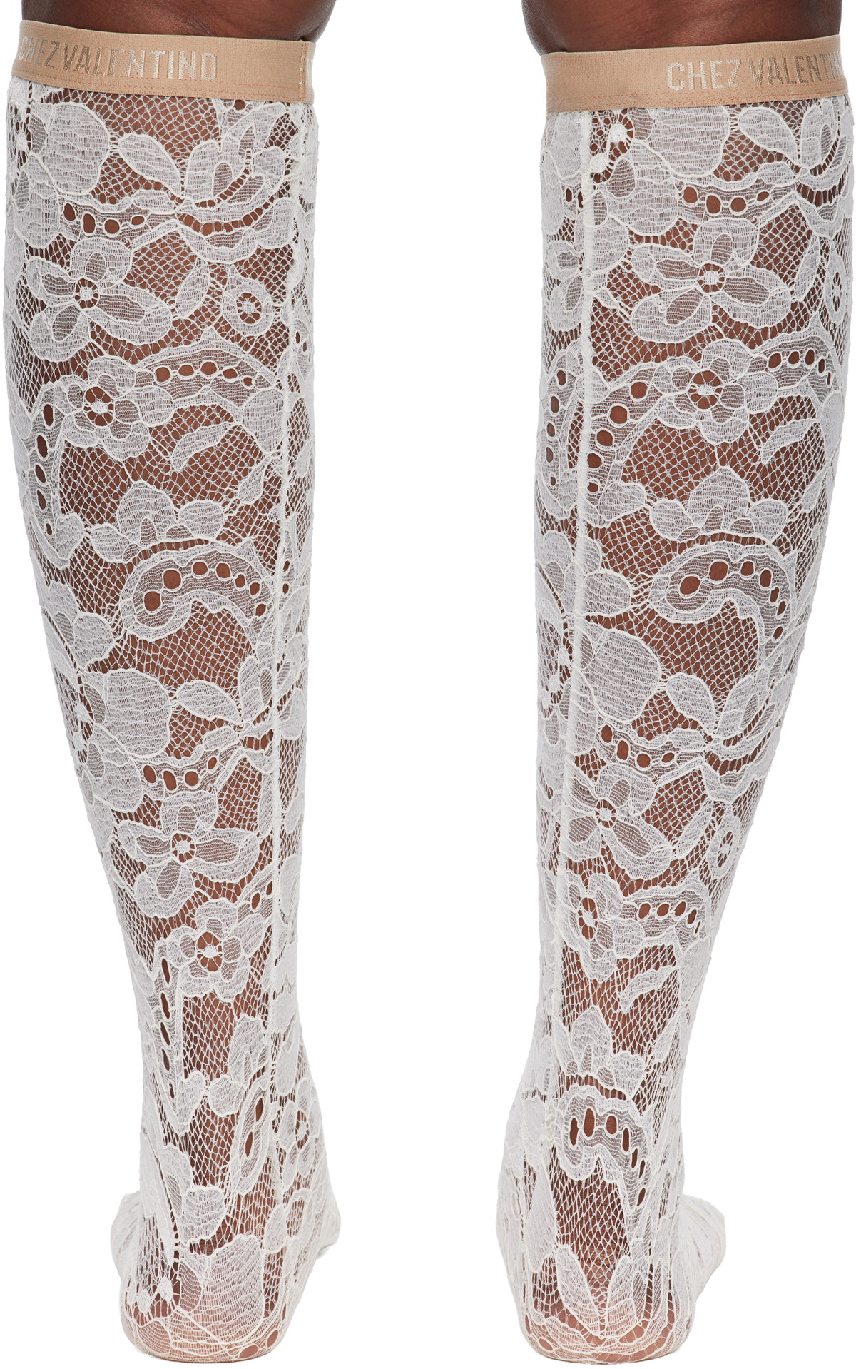 Valentino White Rebrode Lace Socks
