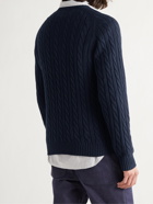 BEAMS PLUS - Cable-Knit Cotton and Hemp-Blend Sweater - Blue - XL