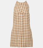 Asceno Antigua checked linen minidress