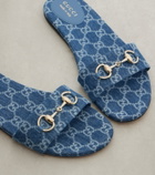 Gucci Horsebit GG denim slides